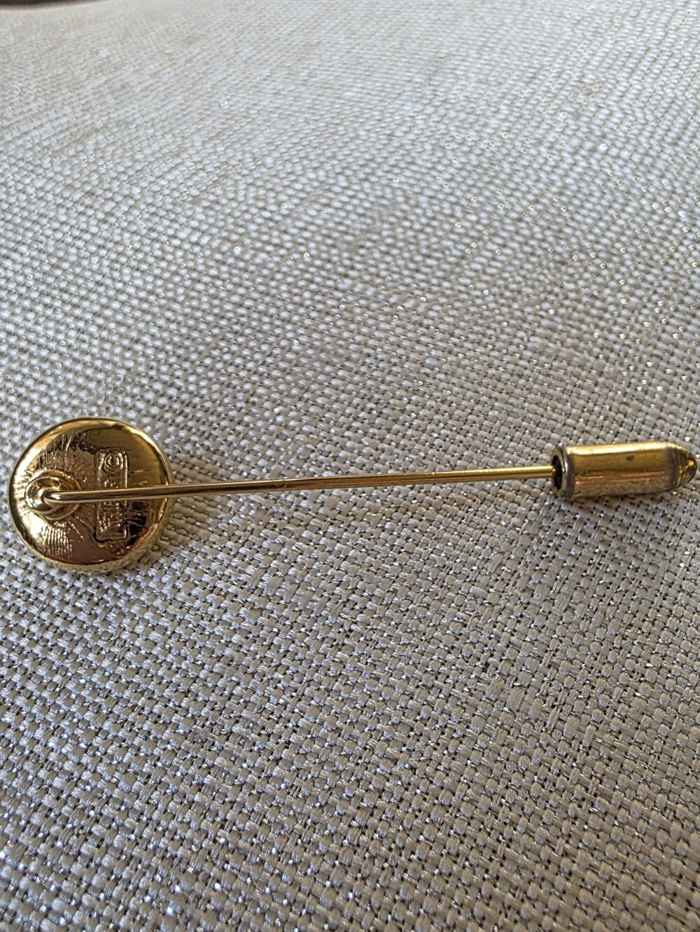 Vintage Crown Trifari Pearl & Rhinestone Halo Stick Pin 1950s - Picture 7 of 10